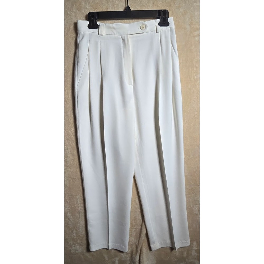 Vintage Y2K 70's 80 Cream Pleated Trousers High Waist Career Office Pants 6. 631